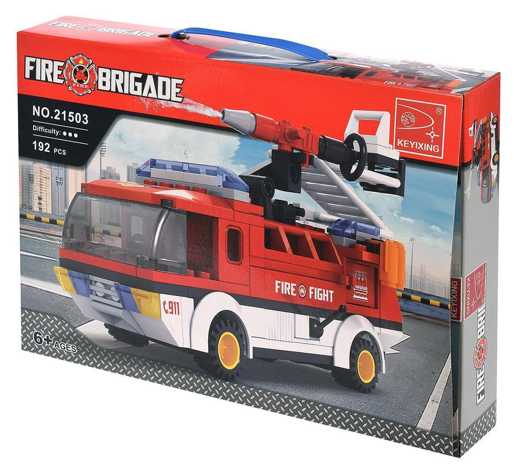 Конструктор блочный Аусини Пожарная бригада 192дет., коробка 21503