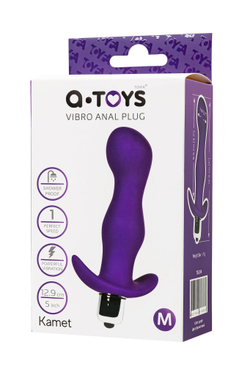Анальная пробка с вибрацией A-Toys by TOYFA Kamet, размер M, силикон, фиолетовая, 12,9 см