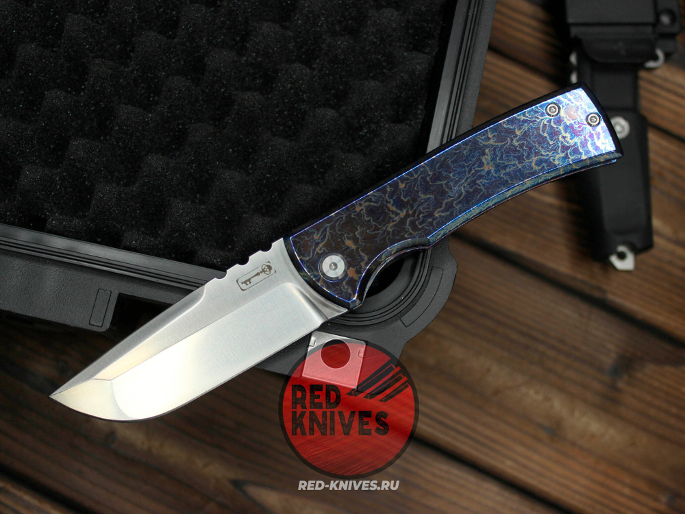 Нож CHAVES KNIVES 229 REDENCION KICKSTOP FLIPPER "Огненный" Титан
