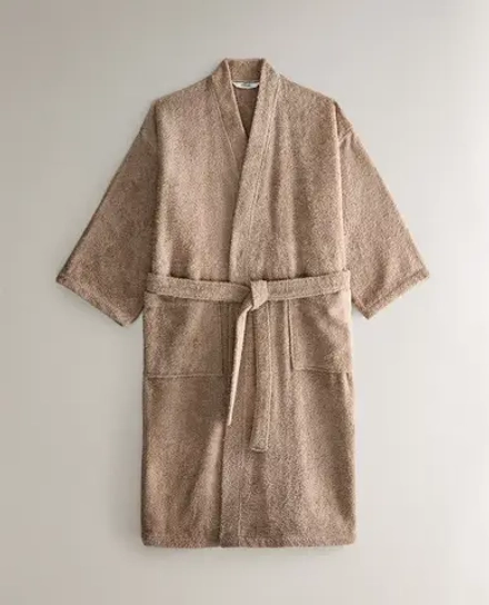 ZARA HOME ХЛОПКОВЫЙ ХАЛАТ, БЕЖЕВЫЙ