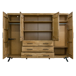 Шкаф для одежды 240х62х190, Флеверс, распашной для одежды, массив дуба, 4 двери 3 ящика, на металлических ножках, Dipriz