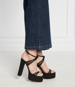 Кожаные босоножки на каблуке Elisabetta Franchi - черный(SA28L42E2)