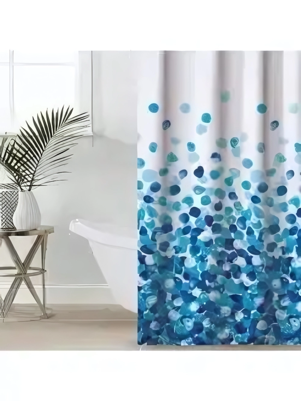 Штора для ванной 180*200"Листопад» цв.синий