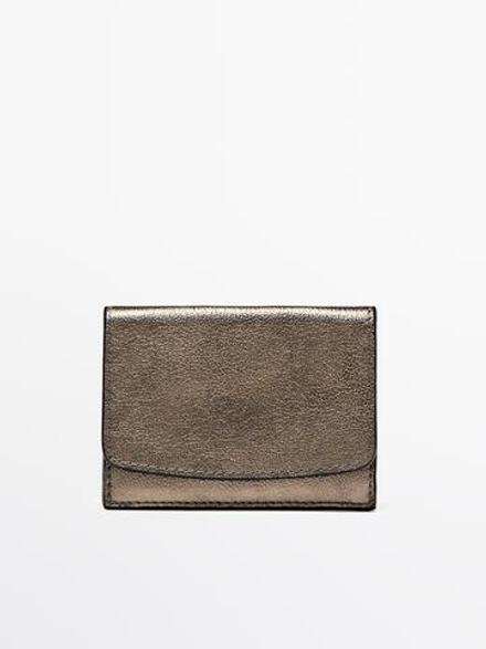 Massimo Dutti Кошелек из кожи наппа, серебряный