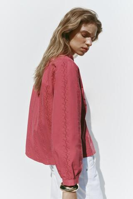 ZARA БЛУЗА С АЖУРНОЙ ВЫШИВКОЙ, МАРСАЛА