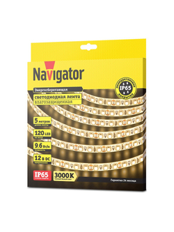 Лента светодиодная 71 411 NLS-3528WW120-9.6 IP65 12B R5 9.6Вт/м (уп.5м) Navigator 71411