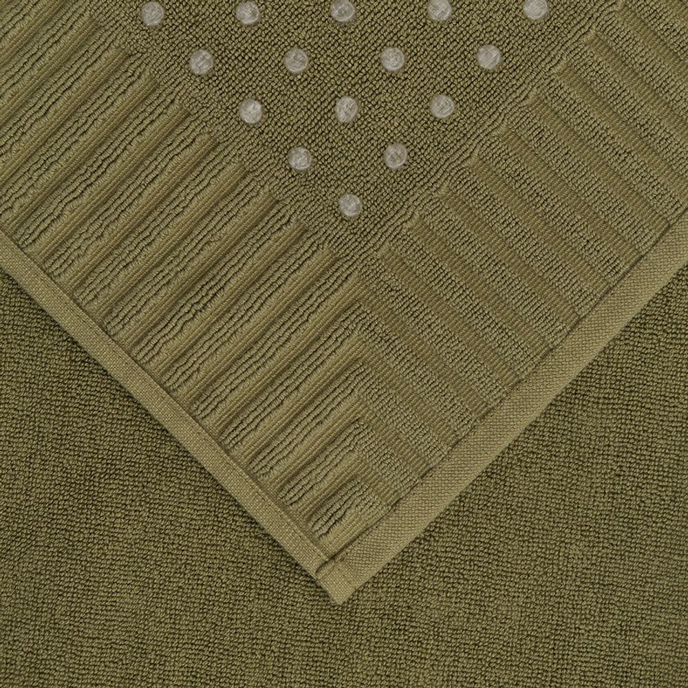 Коврик для ванной с фактурным бортиком оливкового цвета из коллекции Essential, 50х80 см