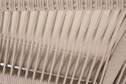 "Канны" левый модуль плетеный из роупа, основание дуб, роуп бежевый круглый, ткань бежевая 052