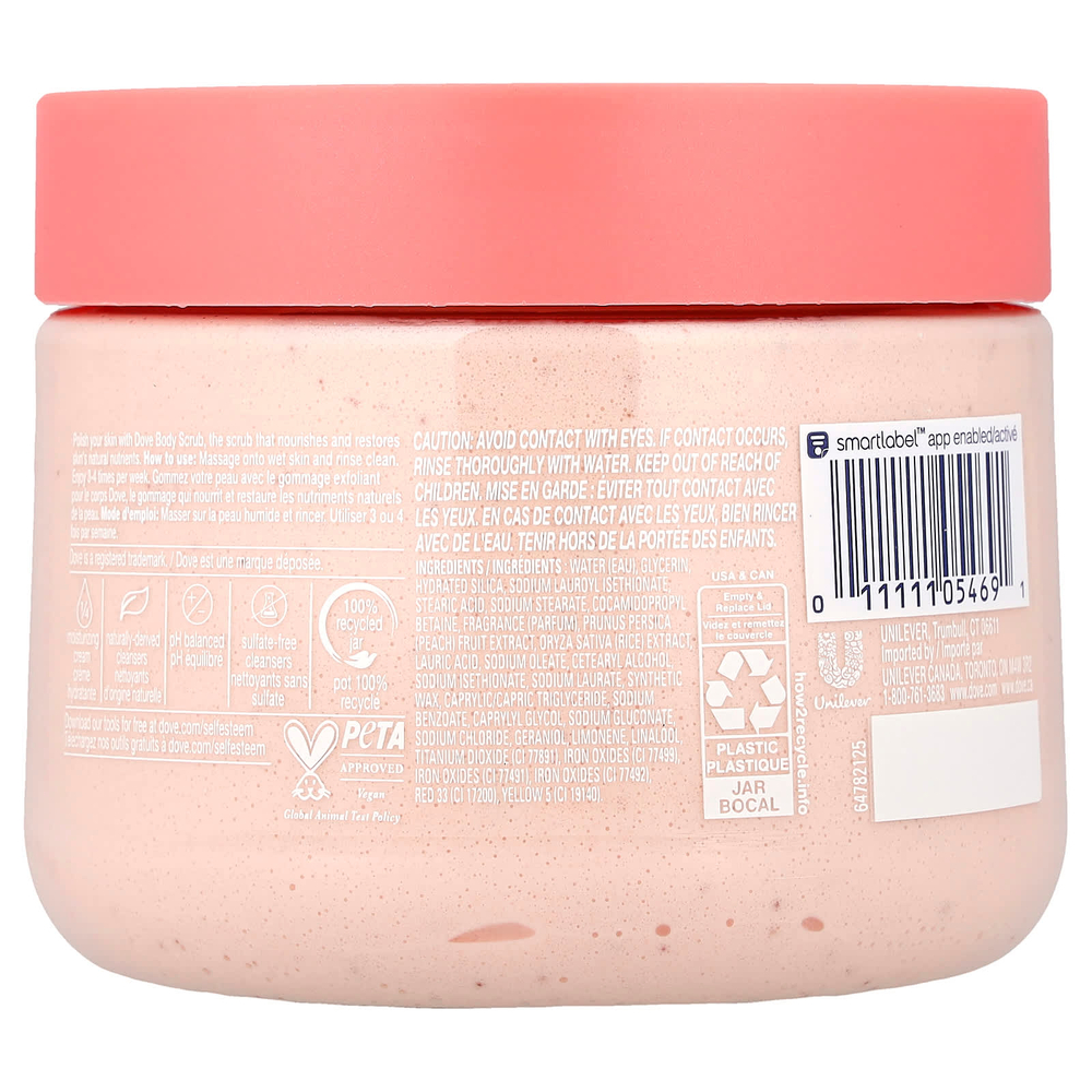 Dove, скраб для тела, белый персик и измельченный рис, 425 г (15 унций)