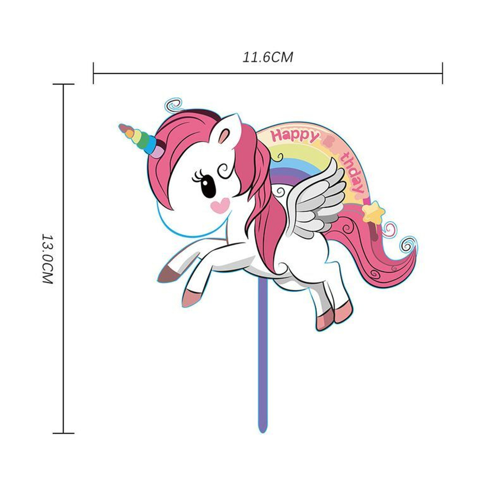 Топпер цветной «Happy Birthday» единорог