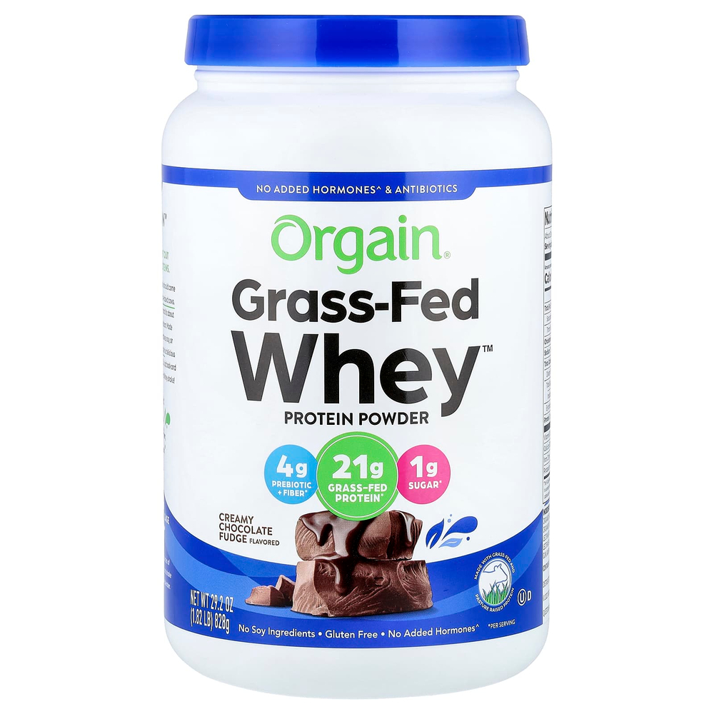 Orgain, Grass-Fed Whey™, протеиновый порошок, сливочная шоколадная помадка, 828 г (1,82 фунта)