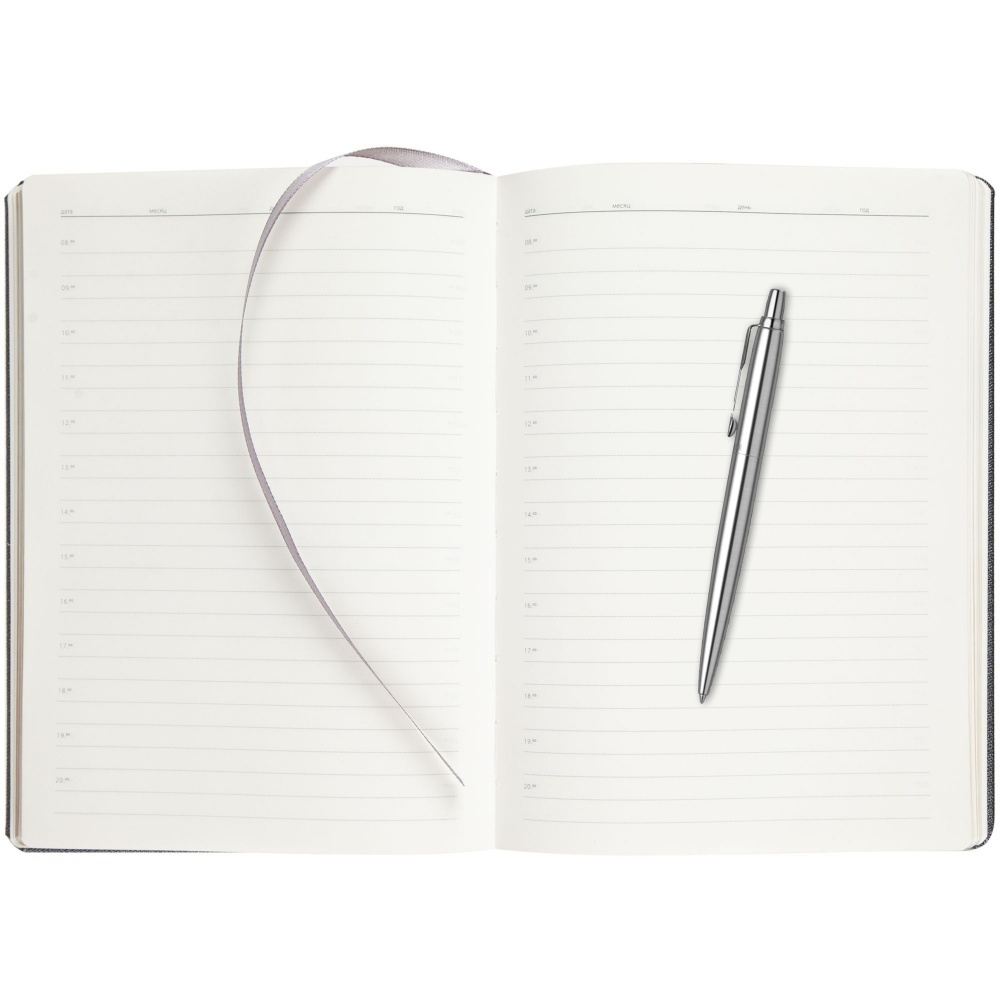 Подарочный набор: Шариковая ручка Parker Jotter Essential, St. Steel СT и Ежедневник  недатированный, серый