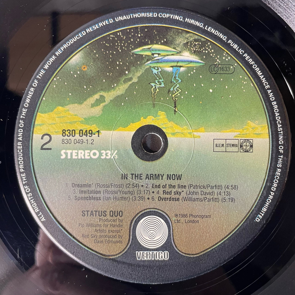 Винтажная виниловая пластинка LP Status Quo In The Army Now (Германия 1986)