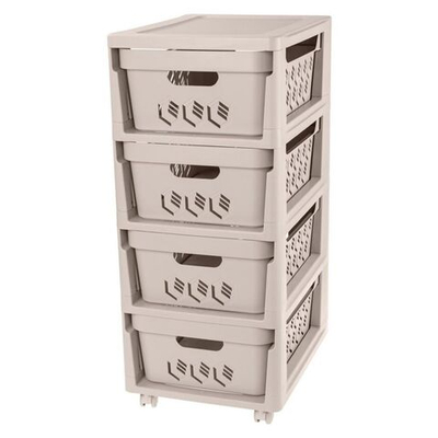 Комод 4 ящика, Deluxe, 38.5х30х69 см, св-беж, С32769, Бытпласт