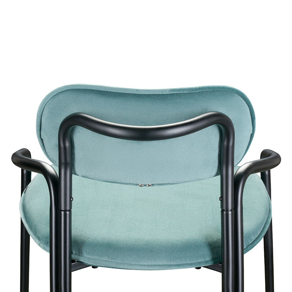 Стул барный LATITUDE Ror, Round, велюр, черный/светло-бирюзовый