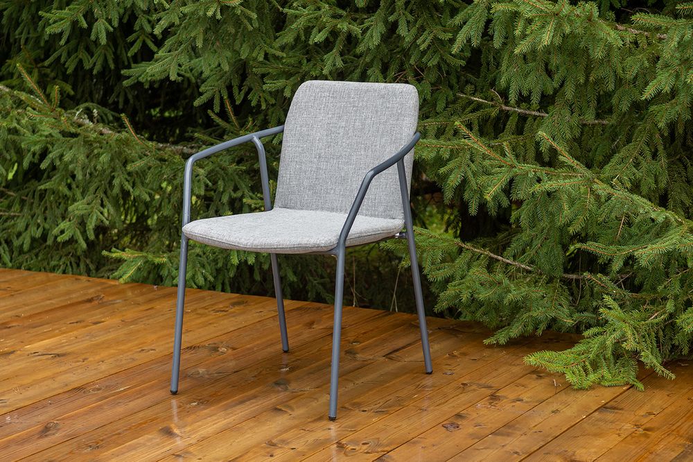 "Марокко" стул из текстилена nanotex, каркас алюминий темно-серый (RAL7024), цвет серый