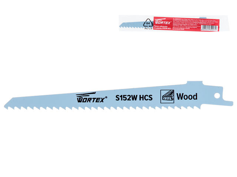 Пилка сабельная по дереву S152W (1 шт.) WORTEX высокоуглеродистая сталь HCS, 150 мм длина