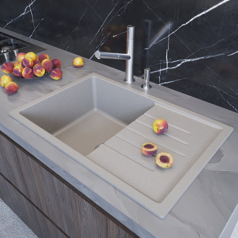 Мойка ML-GM19 КОМФОРТ с крылом, серая (310), 750*500*200мм