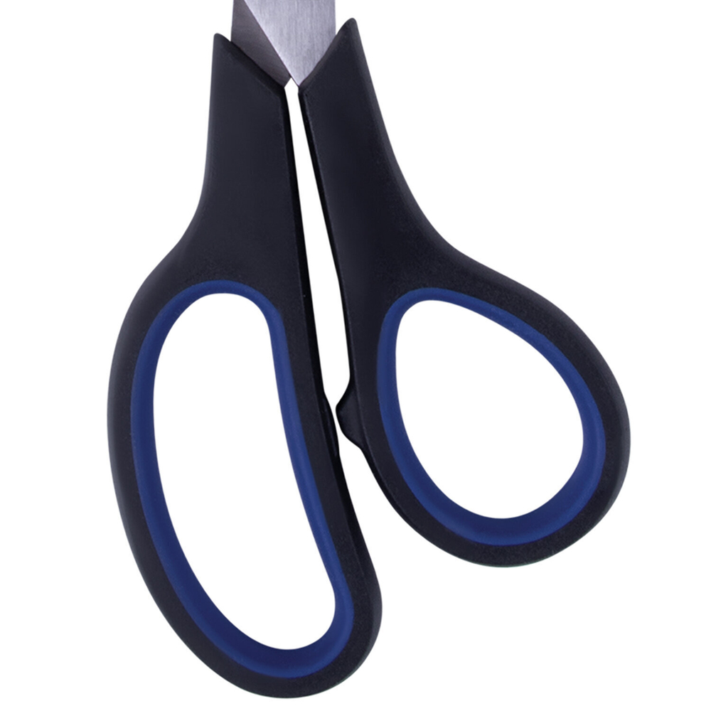 Ножницы BRAUBERG "Soft Grip" 190 мм черно-синие резиновые вставки 3-х сторонняя заточка (6 штук в упаковке)
