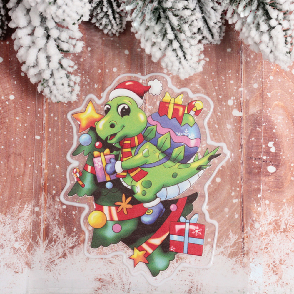 Наклейка на стекло «Дракон с ёлочкой» 15*20 см