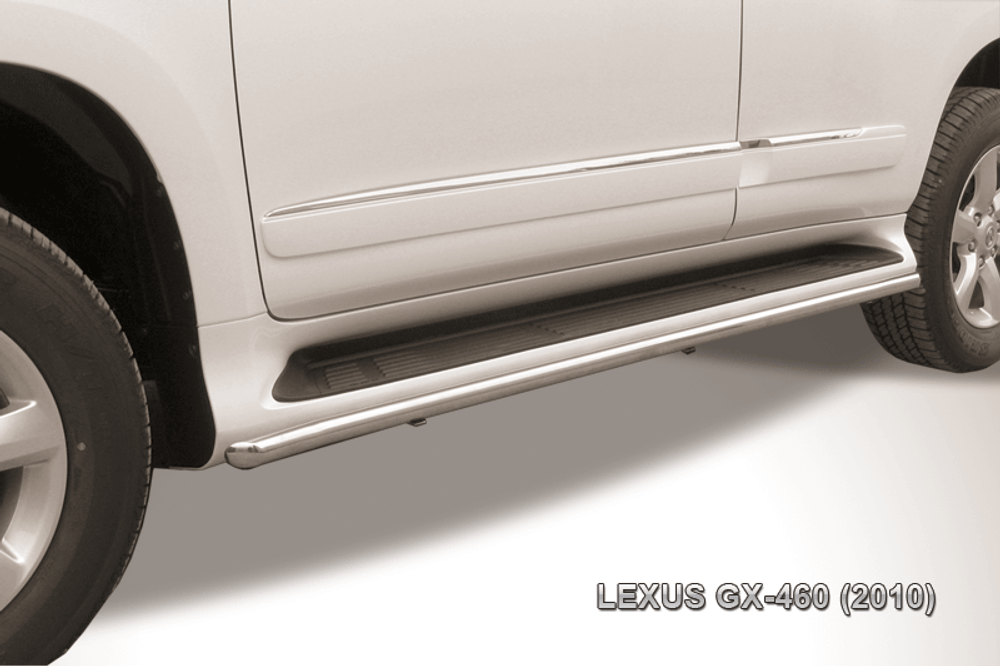 Пороги из нержавейки Lexus GX-460 (2009-2013) d42 труба (черный цвет)