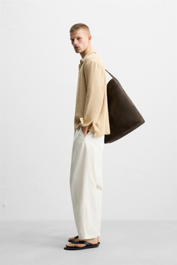 ZARA ПОЛО ИЗ ТКАНИ С РЕЛЬЕФНЫМ УЗОРОМ, СОЛОМЕННЫЙ