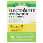 Nature's Truth, Electrolyte Hydration + B Vitamins, On-The-Go Powder Mix, Lemon, 10 Individual Stick Packs 0.123 oz (3.5 g) Each