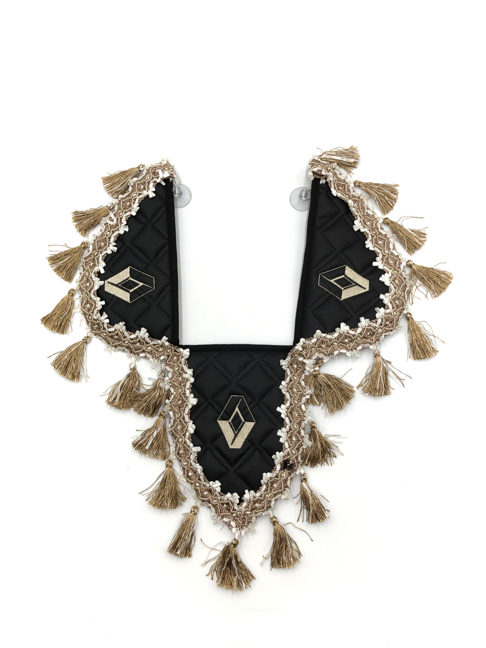 Вымпел тройной RENAULT (экокожа, черный с бежевыми кисточками)