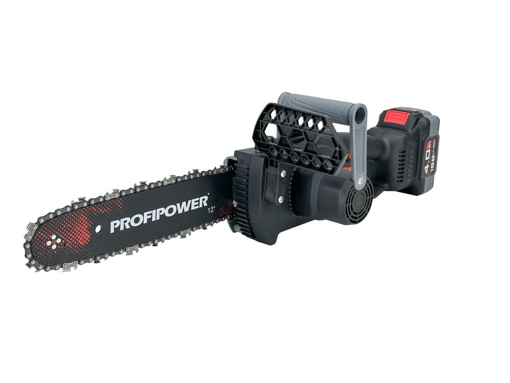Аккумуляторная бесщеточная цепная пила PROFIPOWER MKDUC-20В (20В,Li-ion-1шт, 4.0Ач, шина 12", цепь 3/8, 45 звеньев, З/У, в коробке) (E0114M1)