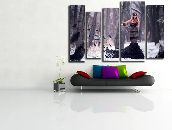 Модульная картина "Девушка и скрипка"