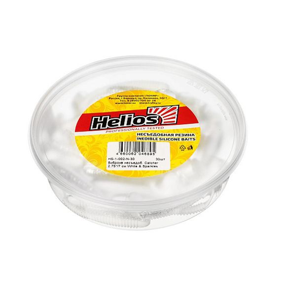 Виброхвост несъедоб. Catcher 2,75&#39;/7 см White &amp; Sparkles 30шт. (HS-1-002-N-30) Helios