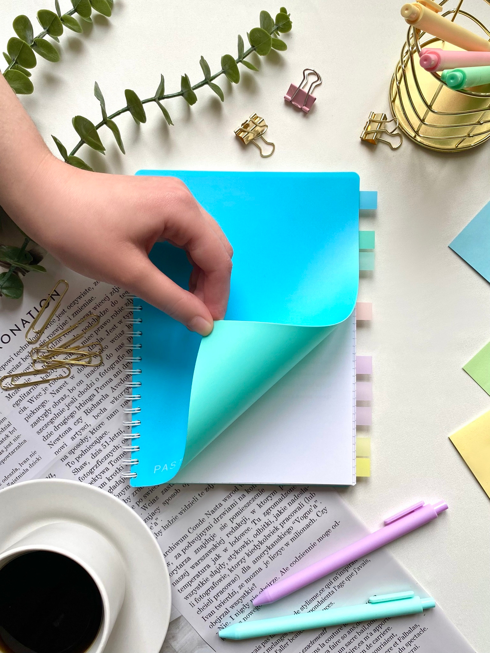 НОВИНКА! Тетрадь  А5 80 л. Pastel Collection Blue/Mint, с обложкой из двухстроннего двухцветного пластика, на металлическом гребне