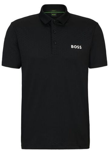 Мужское теннисное поло BOSS Paddytech Degradé-Jacquard Polo Shirt - черный