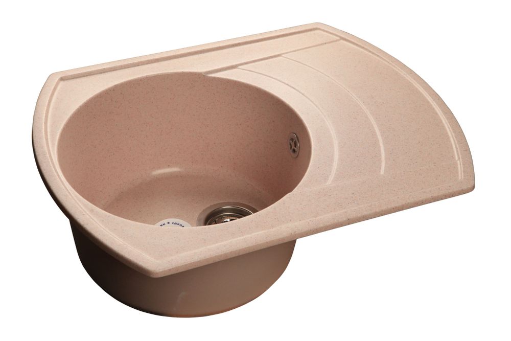 GRANFEST Мойка мрамор RONDO GF-R--650L чаша с крылом  650*500мм  св.розовый  арт.GF-