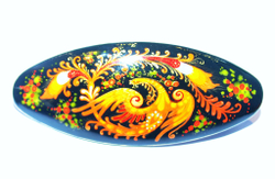 Заколка с ручной росписью Палех "Жар-птица"