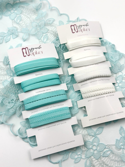 Вышивка на сетке светлый тиффани с серебристым люрексом неэластичная ширина 25 см