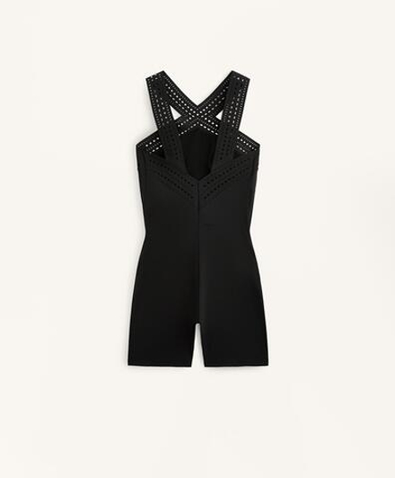 Oysho Укороченный компрессионный комбинезон, черный