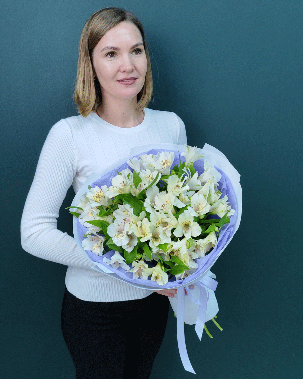 Букет белая альстромерия 9шт(00172)