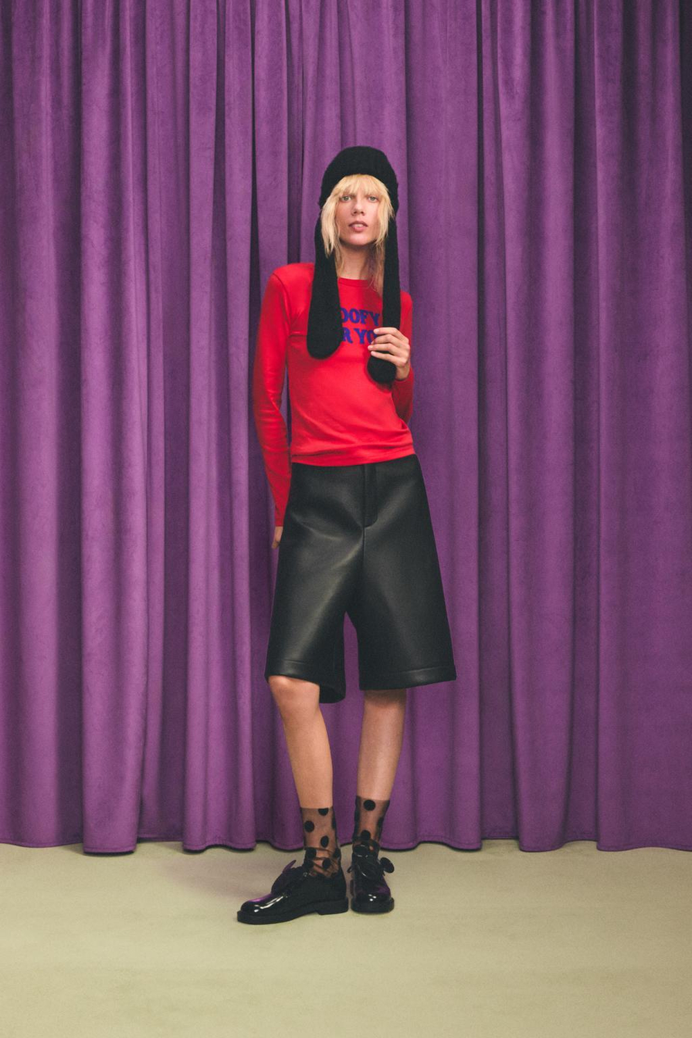 ZARA HARRY LAMBERT X DISNEY ВЫСОКИЕ НОСКИ В ГОРОШЕК, ЧЕРНЫЙ