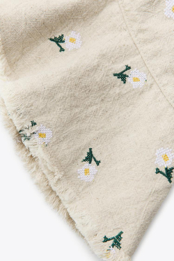 ZARA ПАНАМА С ВЫШИВКОЙ В ВИДЕ ЦВЕТОВ, ЭКРЮ