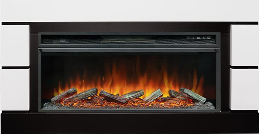 Каминокомплект Modern 42 CRM (Разборный) - Белый с черным с очагом Vision 42 LOG LED