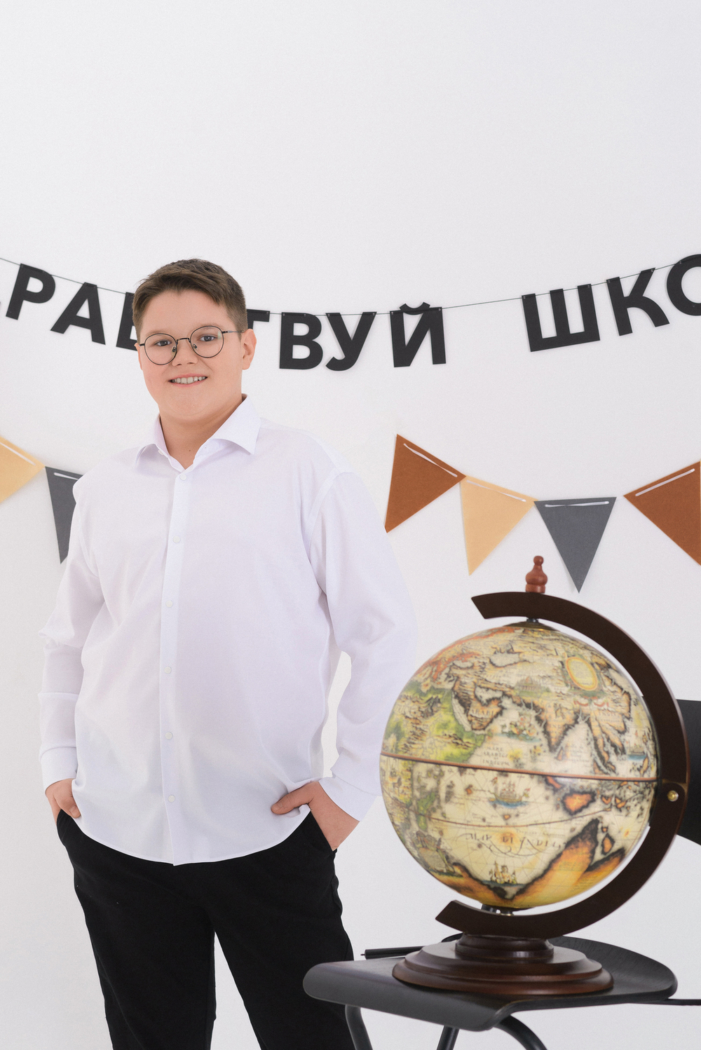 Сорочка детская VESTER длинный рукав, белый жаккард, хлопок/пэ 32314 09