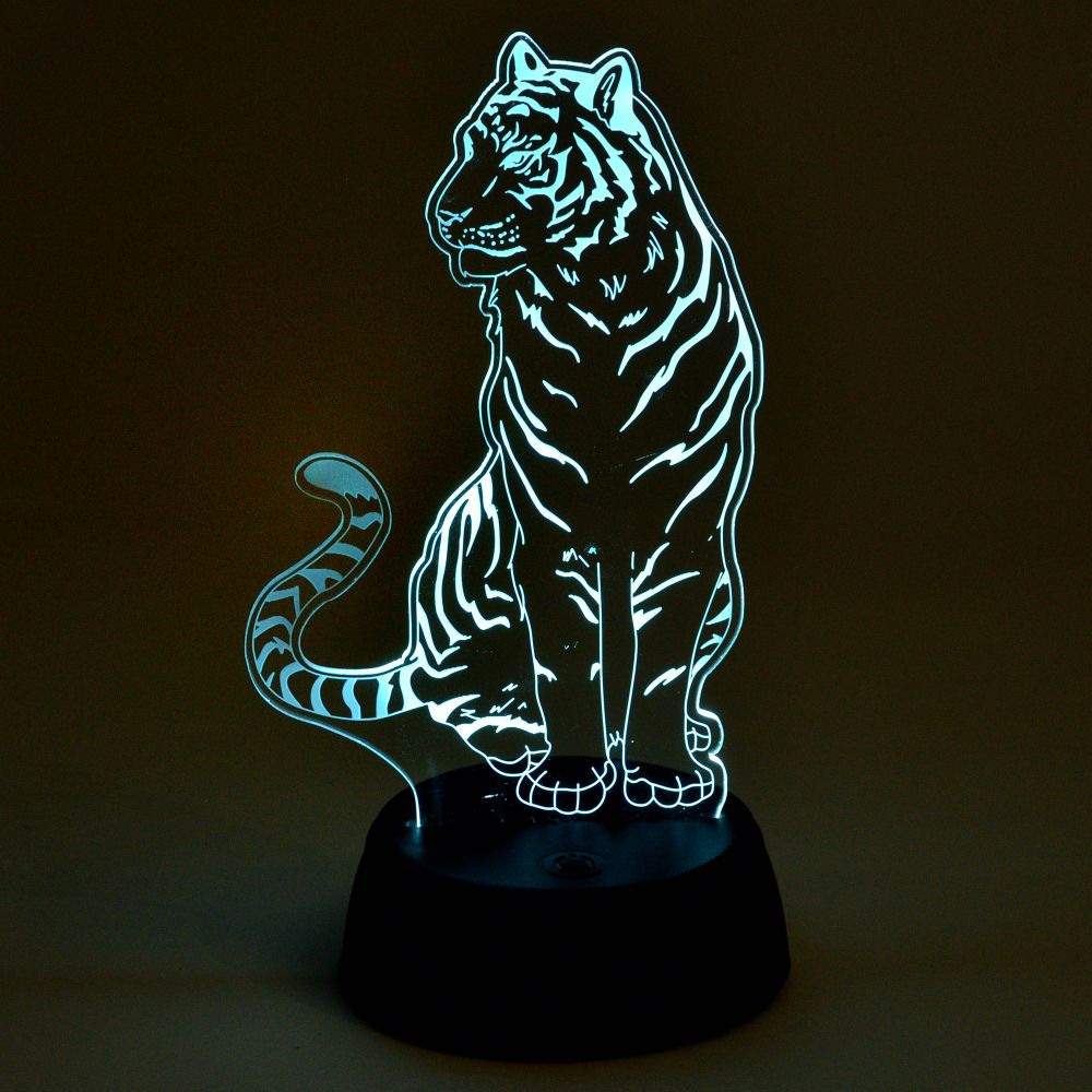 ULI-M507 RGB-3AA TIGER-BLACK Светильник декоративный с эффектом 3D Тигр. на батарейках 3AA не в-к. 1 светодиод. RGB свет. TM Uniel