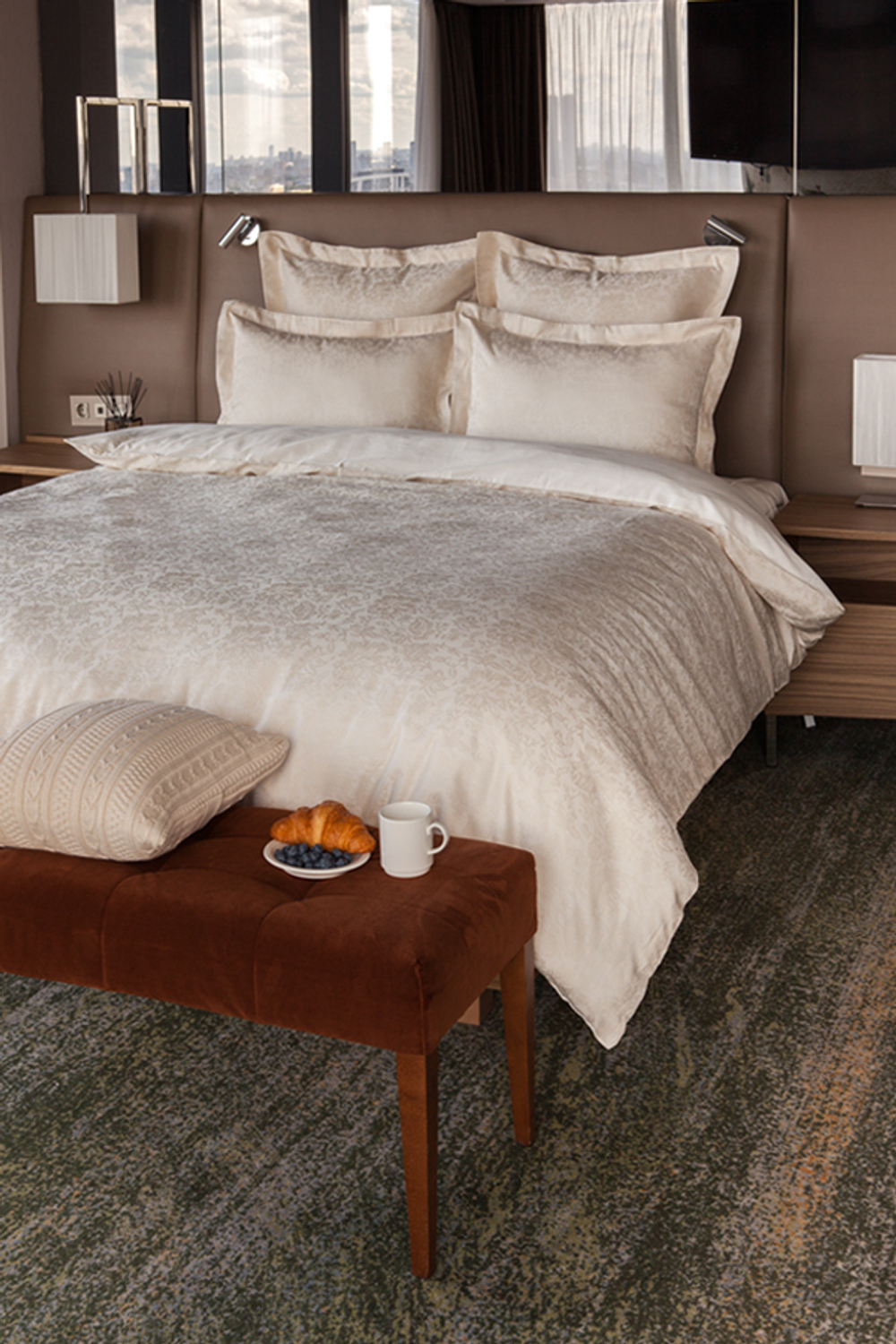 Постельное белье 2 спальное евро Bovi Golden Daisy экрю