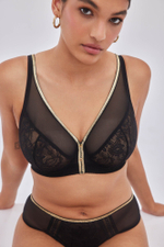 Бюстгальтер-бралетт Chiara с золотистой отделкой (Размер: 85B) (Цвет: черный)