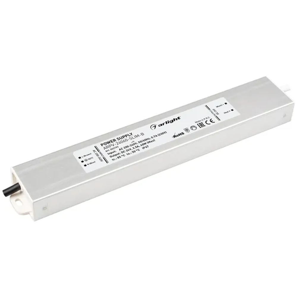 Блок питания ARPV-24060-SLIM-B (24V, 2.5A, 60W) (Arlight, IP67 Металл, 3 года) 022193