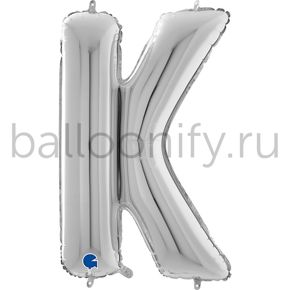 Фольгированная фигура, Буква К 66 см Silver