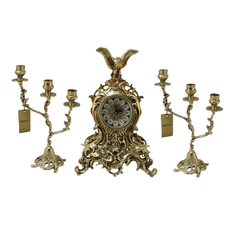 Bello De Bronze Каминные часы с канделябрами "Цезарь"