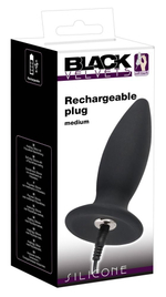 Чёрная перезаряжаемая анальная пробка Black Velvets Recharge Plug M - 12,5 см.