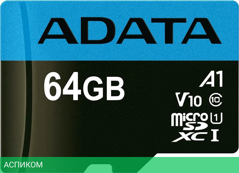 Карта памяти A-Data Premier microSDXC 64GB с адаптером (AUSDX64GUICL10A1-RA1)